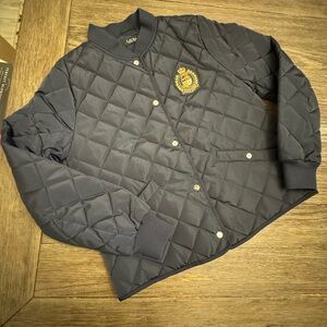 Lauren Ralph Lauren Dark Blue Quilted Jacket with Emblem